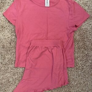 Abound Coral Ribbed Pajama Set